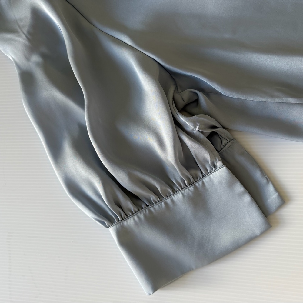 H&M Light Blue Satiny Blouse M - Picture 3 of 3